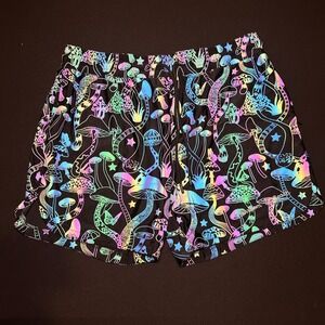 Shroom Beach Mushroom Shorts Reflective Mens L Hi Vis Psychedelic Commuter tripy